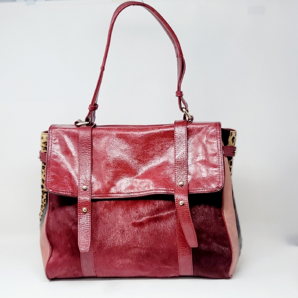 Aqua Madonna Leather Flap Handbag
